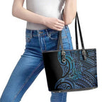 New Zealand Hammerhead Shark Leather Tote Bag Maori Haehae Mangopare Galaxy - Aussie Hoodie