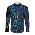New Zealand Hammerhead Shark Long Sleeve Button Shirt Maori Haehae Mangopare Galaxy - Aussie Hoodie