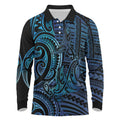 New Zealand Hammerhead Shark Long Sleeve Polo Shirt Maori Haehae Mangopare Galaxy - Aussie Hoodie