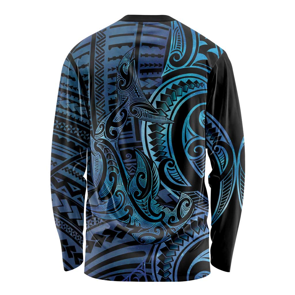 New Zealand Hammerhead Shark Long Sleeve Shirt Maori Haehae Mangopare Galaxy - Aussie Hoodie