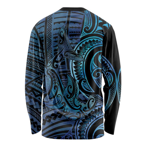 New Zealand Hammerhead Shark Long Sleeve Shirt Maori Haehae Mangopare Galaxy - Aussie Hoodie