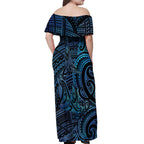 New Zealand Hammerhead Shark Off Shoulder Maxi Dress Maori Haehae Mangopare Galaxy - Aussie Hoodie
