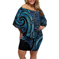 New Zealand Hammerhead Shark Off Shoulder Short Dress Maori Haehae Mangopare Galaxy - Aussie Hoodie
