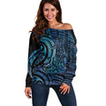 New Zealand Hammerhead Shark Off Shoulder Sweater Maori Haehae Mangopare Galaxy - Aussie Hoodie