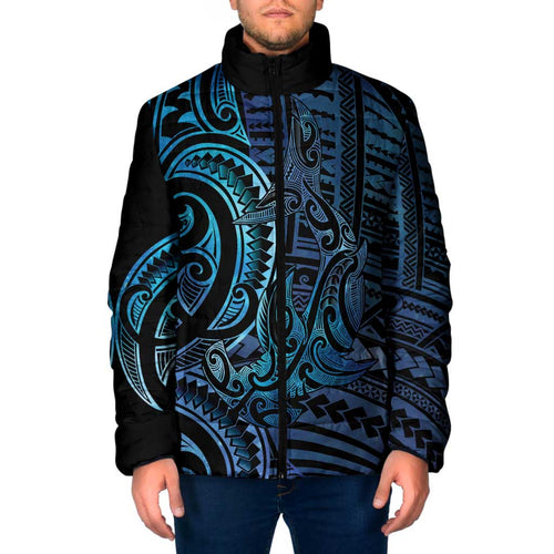 New Zealand Hammerhead Shark Padded Jacket Maori Haehae Mangopare Galaxy - Aussie Hoodie