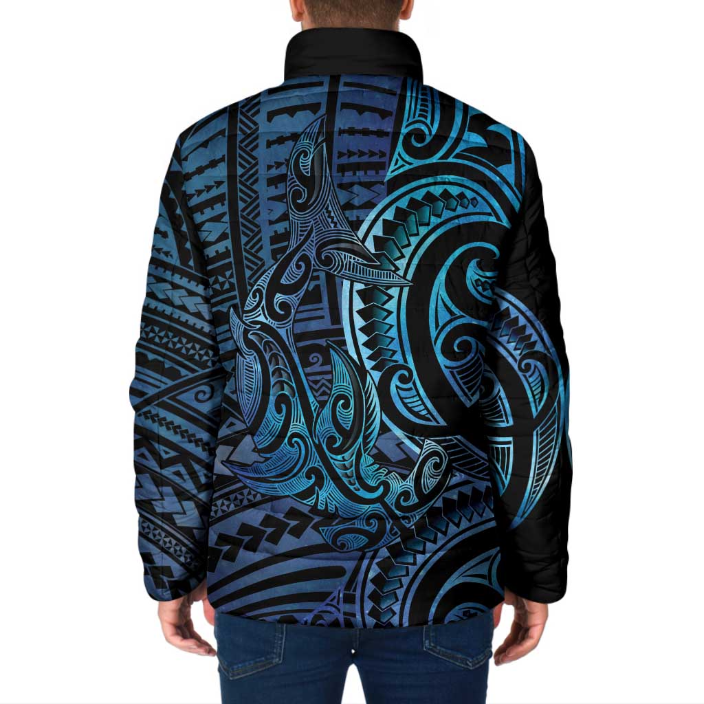 New Zealand Hammerhead Shark Padded Jacket Maori Haehae Mangopare Galaxy - Aussie Hoodie