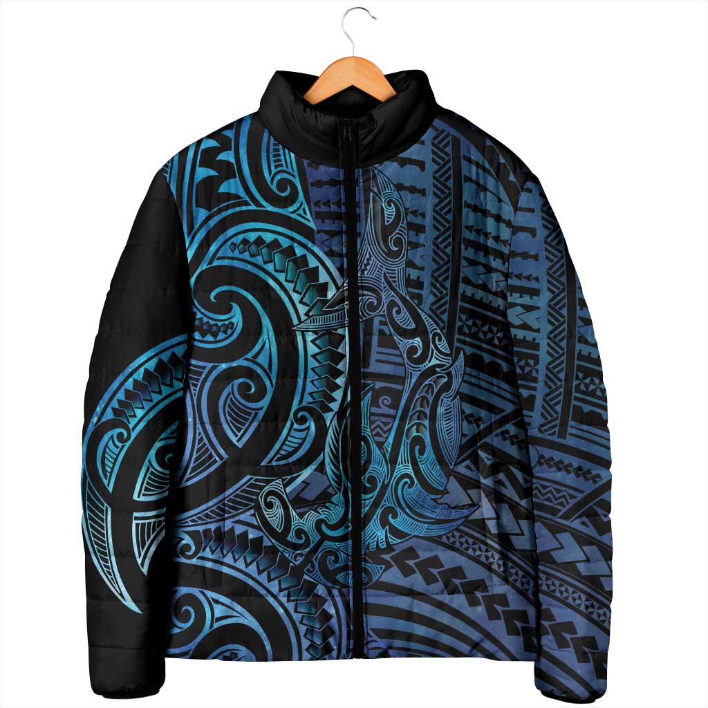 New Zealand Hammerhead Shark Padded Jacket Maori Haehae Mangopare Galaxy - Aussie Hoodie