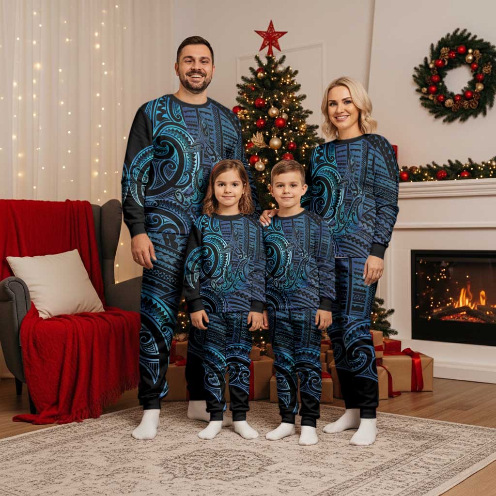 New Zealand Hammerhead Shark Christmas Pajama Set Maori Haehae Mangopare Galaxy - Aussie Hoodie
