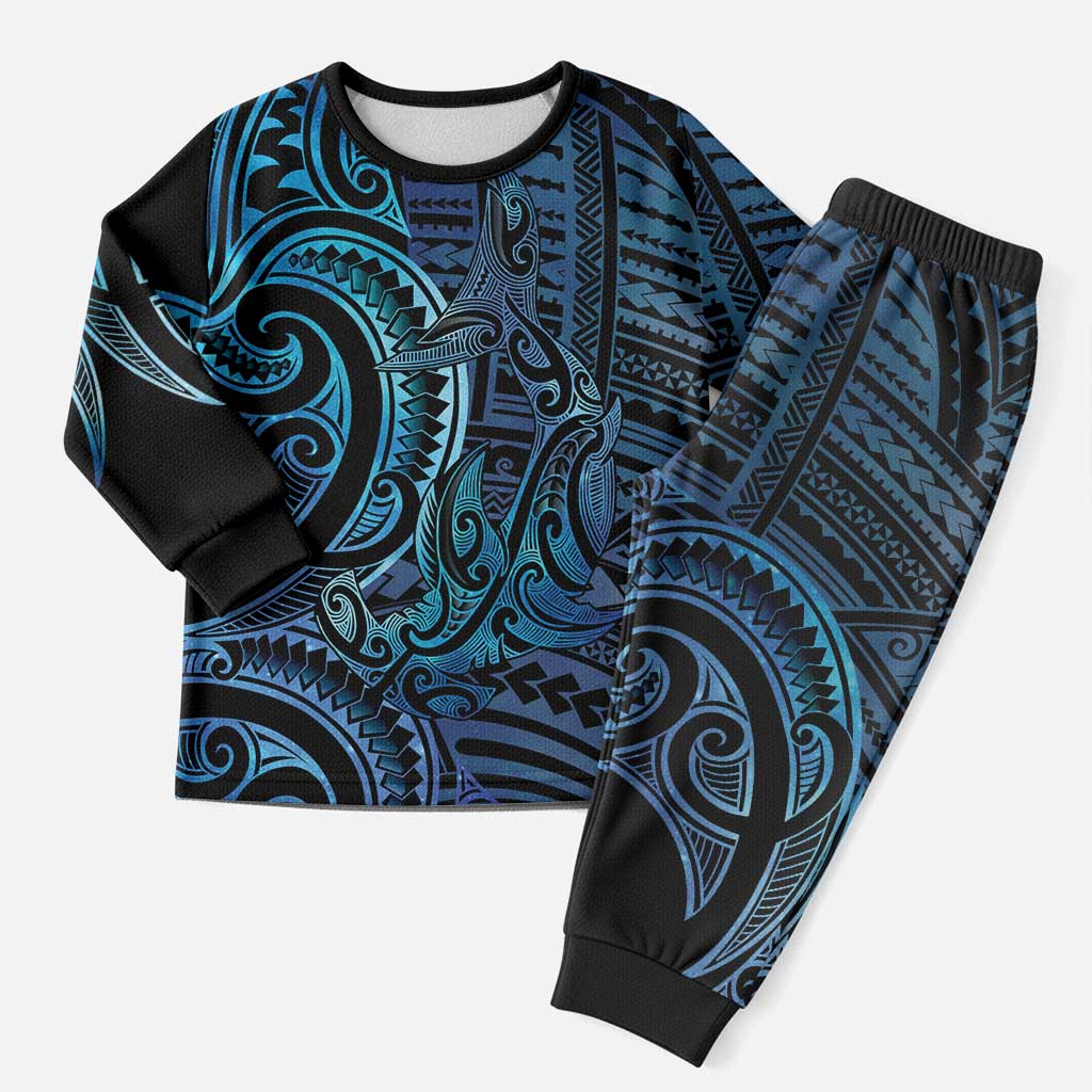 New Zealand Hammerhead Shark Christmas Pajama Set Maori Haehae Mangopare Galaxy - Aussie Hoodie
