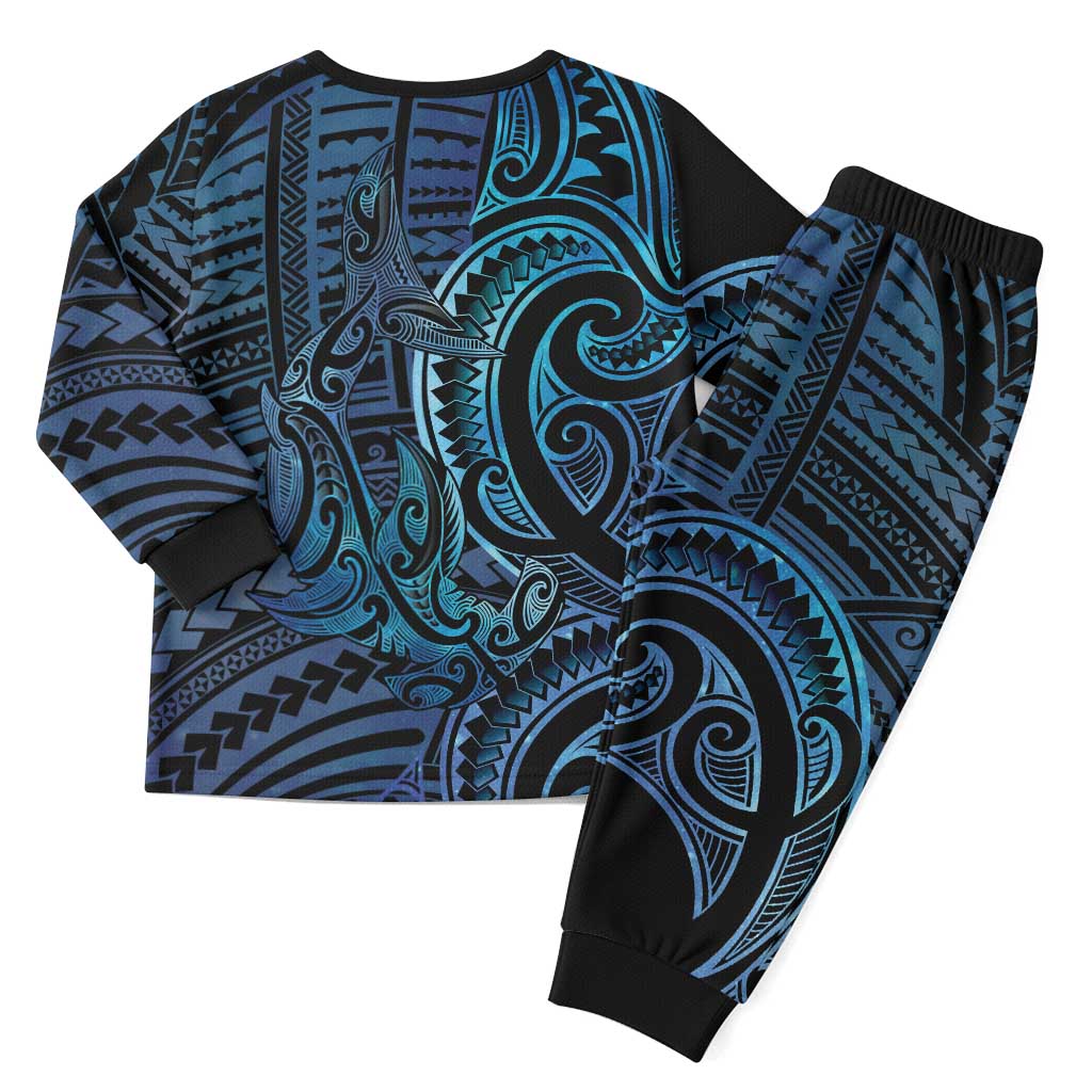 New Zealand Hammerhead Shark Christmas Pajama Set Maori Haehae Mangopare Galaxy - Aussie Hoodie