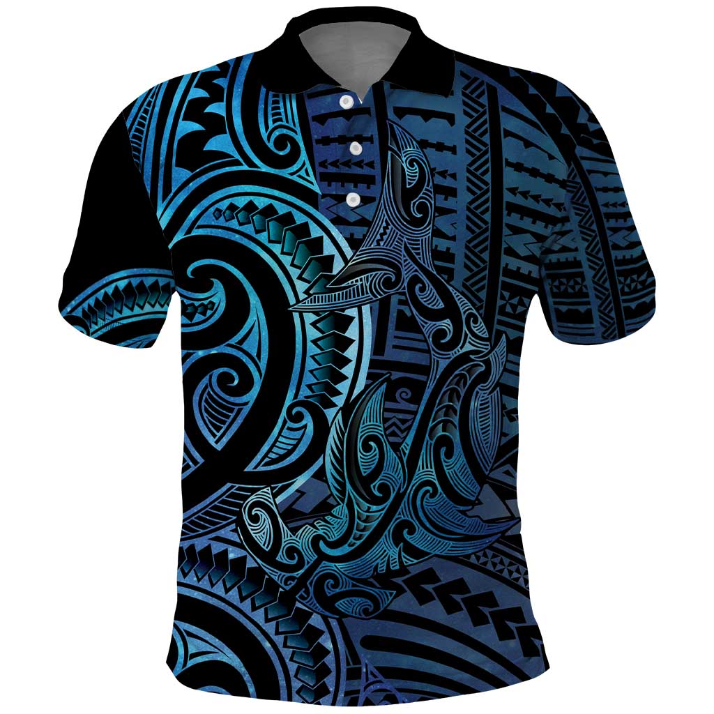 New Zealand Hammerhead Shark Polo Shirt Maori Haehae Mangopare Galaxy - Aussie Hoodie