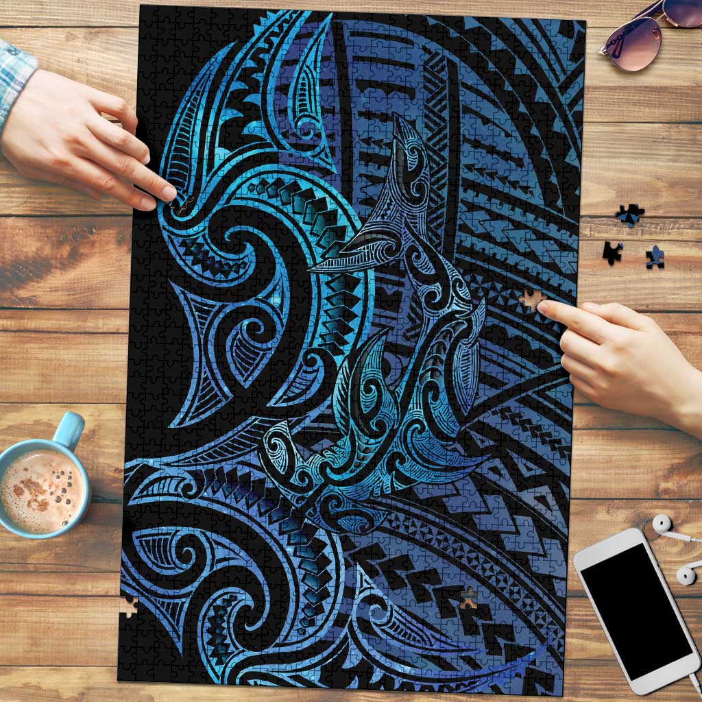 New Zealand Hammerhead Shark Puzzle Maori Haehae Mangopare Galaxy - Aussie Hoodie