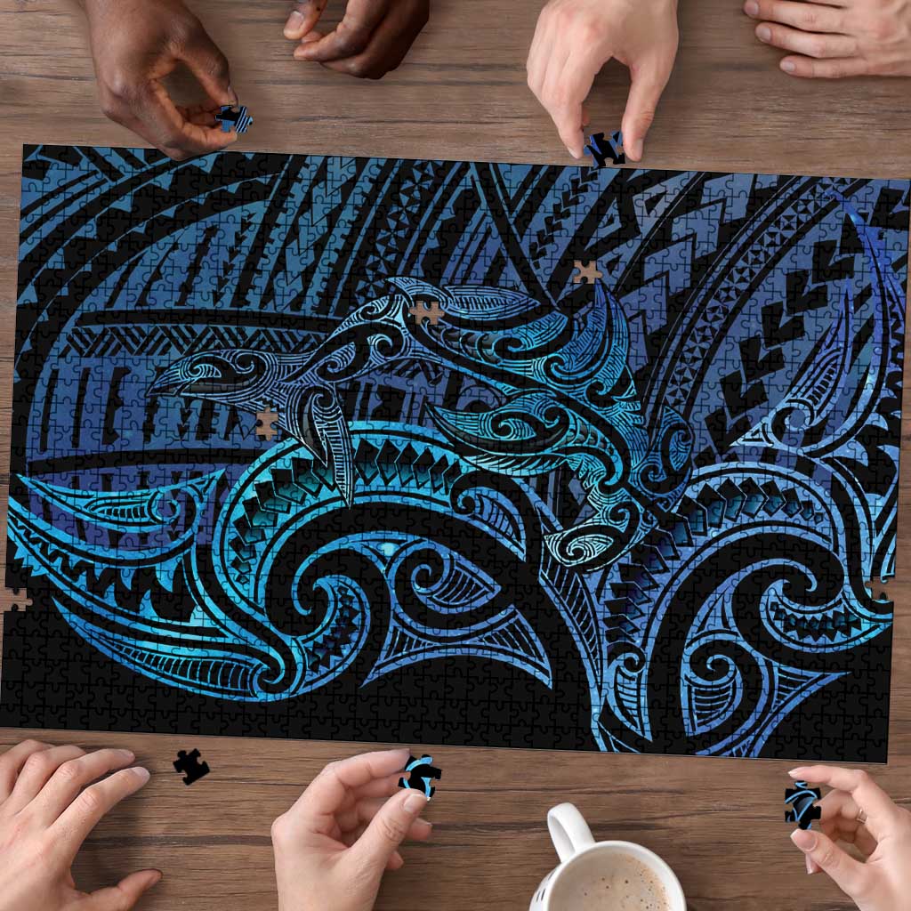 New Zealand Hammerhead Shark Puzzle Maori Haehae Mangopare Galaxy - Aussie Hoodie