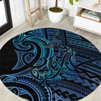 New Zealand Hammerhead Shark Round Carpet Maori Haehae Mangopare Galaxy - Aussie Hoodie