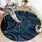 New Zealand Hammerhead Shark Round Carpet Maori Haehae Mangopare Galaxy - Aussie Hoodie