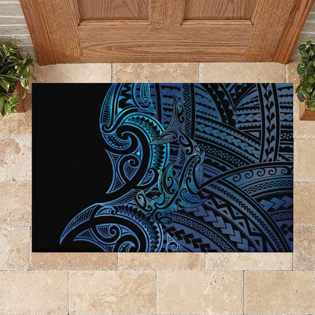 New Zealand Hammerhead Shark Rubber Doormat Maori Haehae Mangopare Galaxy - Aussie Hoodie