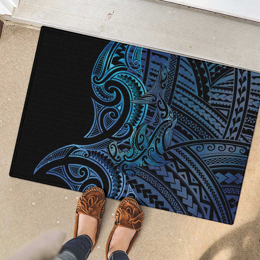 New Zealand Hammerhead Shark Rubber Doormat Maori Haehae Mangopare Galaxy - Aussie Hoodie