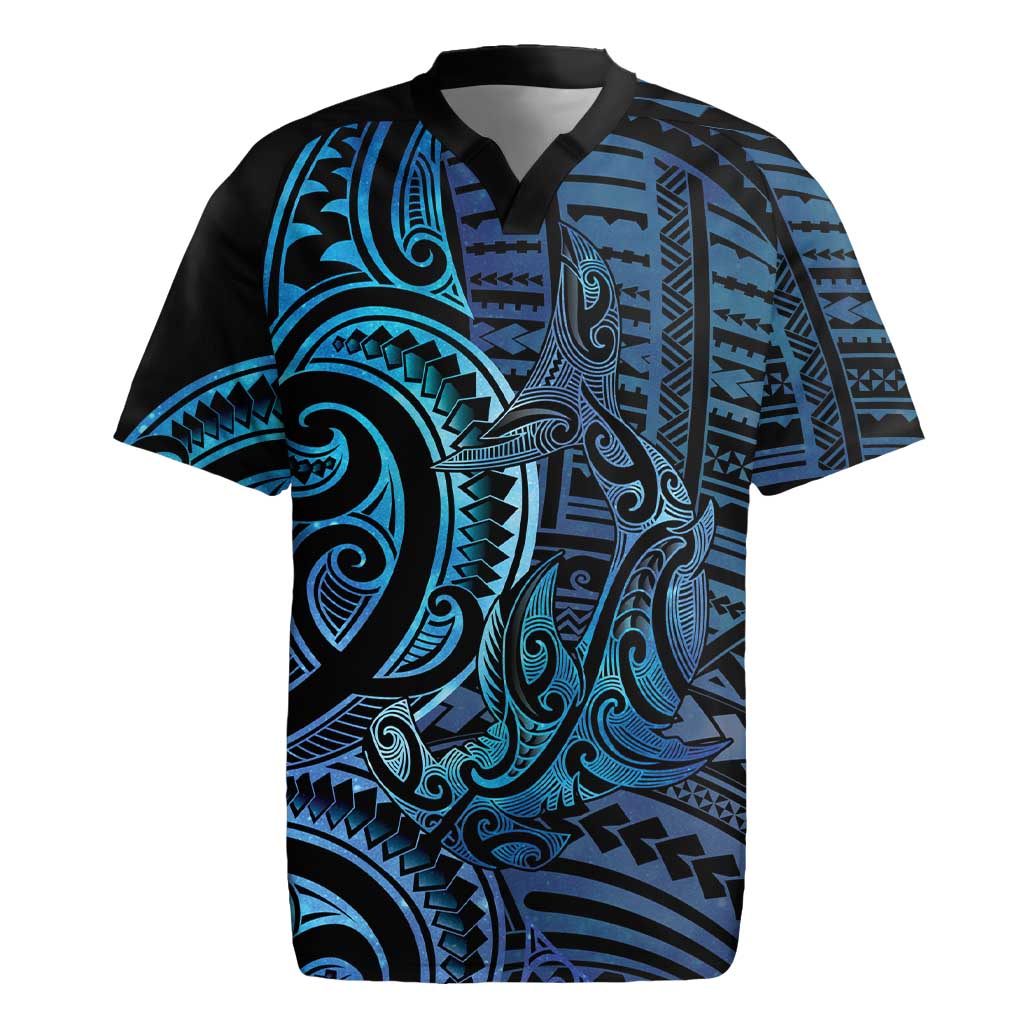 New Zealand Hammerhead Shark Rugby Jersey Maori Haehae Mangopare Galaxy - Aussie Hoodie