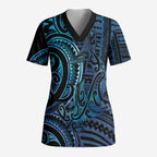 New Zealand Hammerhead Shark Scrub Top Maori Haehae Mangopare Galaxy - Aussie Hoodie