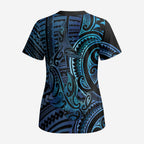 New Zealand Hammerhead Shark Scrub Top Maori Haehae Mangopare Galaxy - Aussie Hoodie