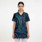 New Zealand Hammerhead Shark Scrub Top Maori Haehae Mangopare Galaxy - Aussie Hoodie