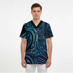 New Zealand Hammerhead Shark Scrub Top Maori Haehae Mangopare Galaxy - Aussie Hoodie