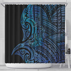New Zealand Hammerhead Shark Shower Curtain Maori Haehae Mangopare Galaxy - Aussie Hoodie