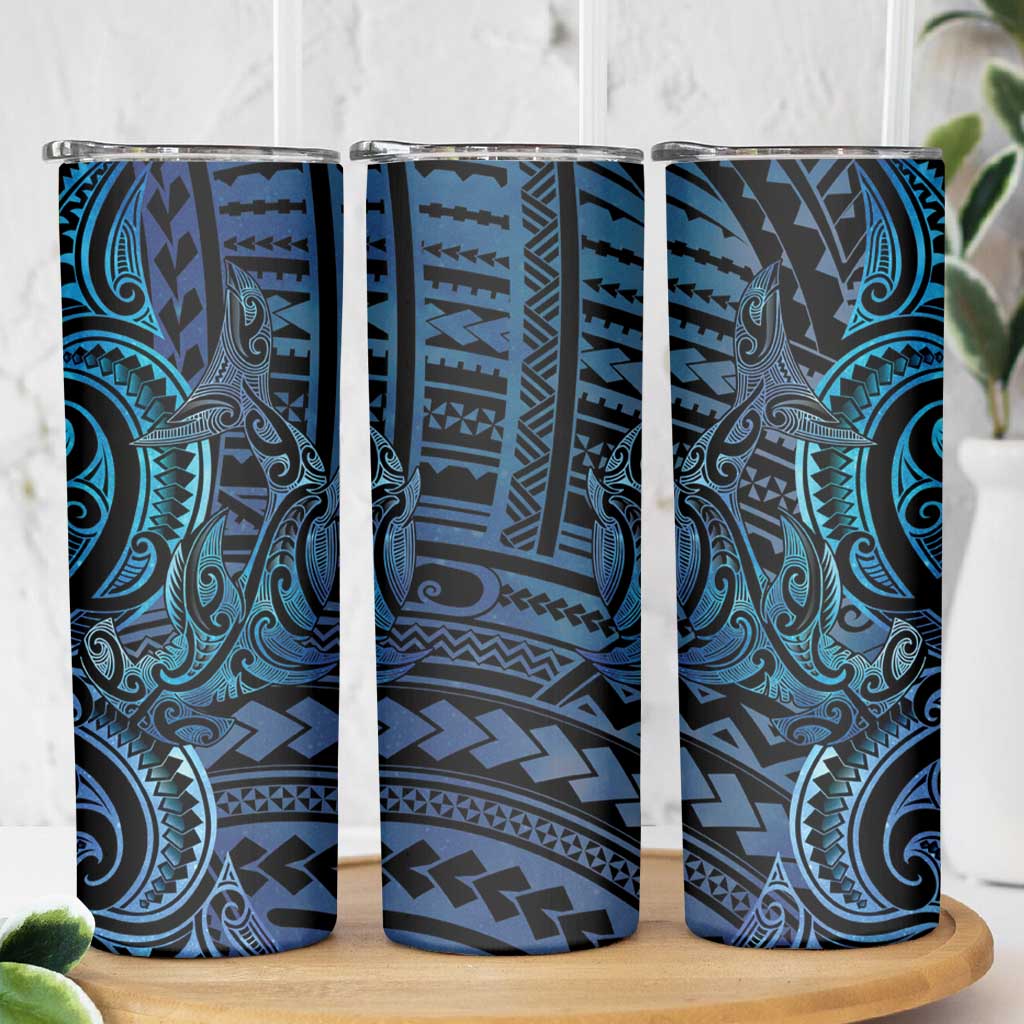 New Zealand Hammerhead Shark Skinny Tumbler Maori Haehae Mangopare Galaxy - Aussie Hoodie