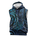 New Zealand Hammerhead Shark Sleeveless Hoodie Maori Haehae Mangopare Galaxy - Aussie Hoodie