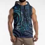 New Zealand Hammerhead Shark Sleeveless Hoodie Maori Haehae Mangopare Galaxy - Aussie Hoodie