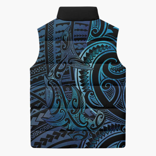 New Zealand Hammerhead Shark Sleeveless Puffer Jacket Maori Haehae Mangopare Galaxy - Aussie Hoodie
