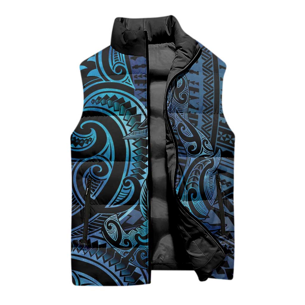 New Zealand Hammerhead Shark Sleeveless Puffer Jacket Maori Haehae Mangopare Galaxy - Aussie Hoodie
