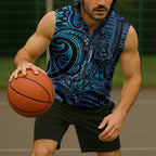 New Zealand Hammerhead Shark Sleeveless Zip Hoodie Maori Haehae Mangopare Galaxy LT14