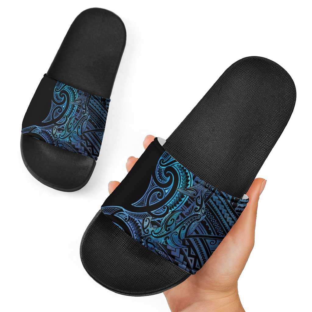 New Zealand Hammerhead Shark Slide Sandals Maori Haehae Mangopare Galaxy - Aussie Hoodie