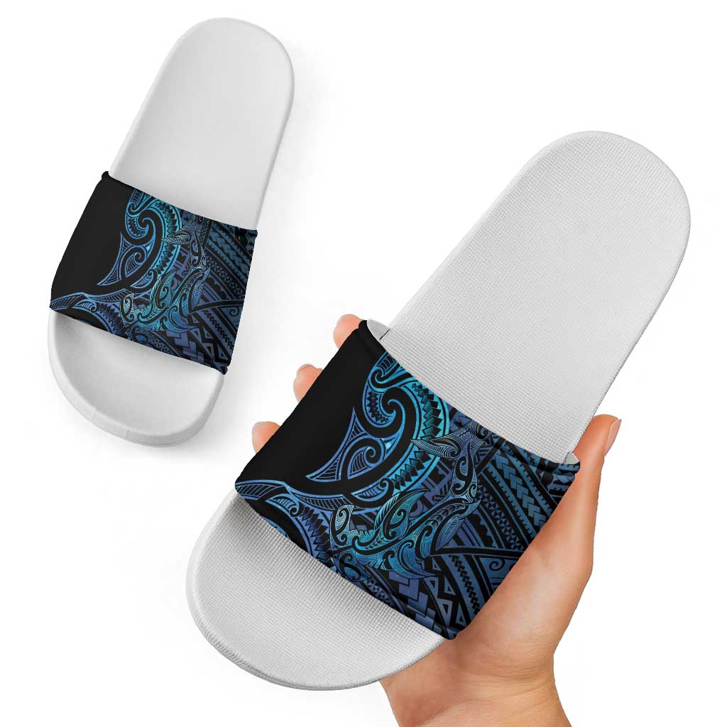 New Zealand Hammerhead Shark Slide Sandals Maori Haehae Mangopare Galaxy - Aussie Hoodie