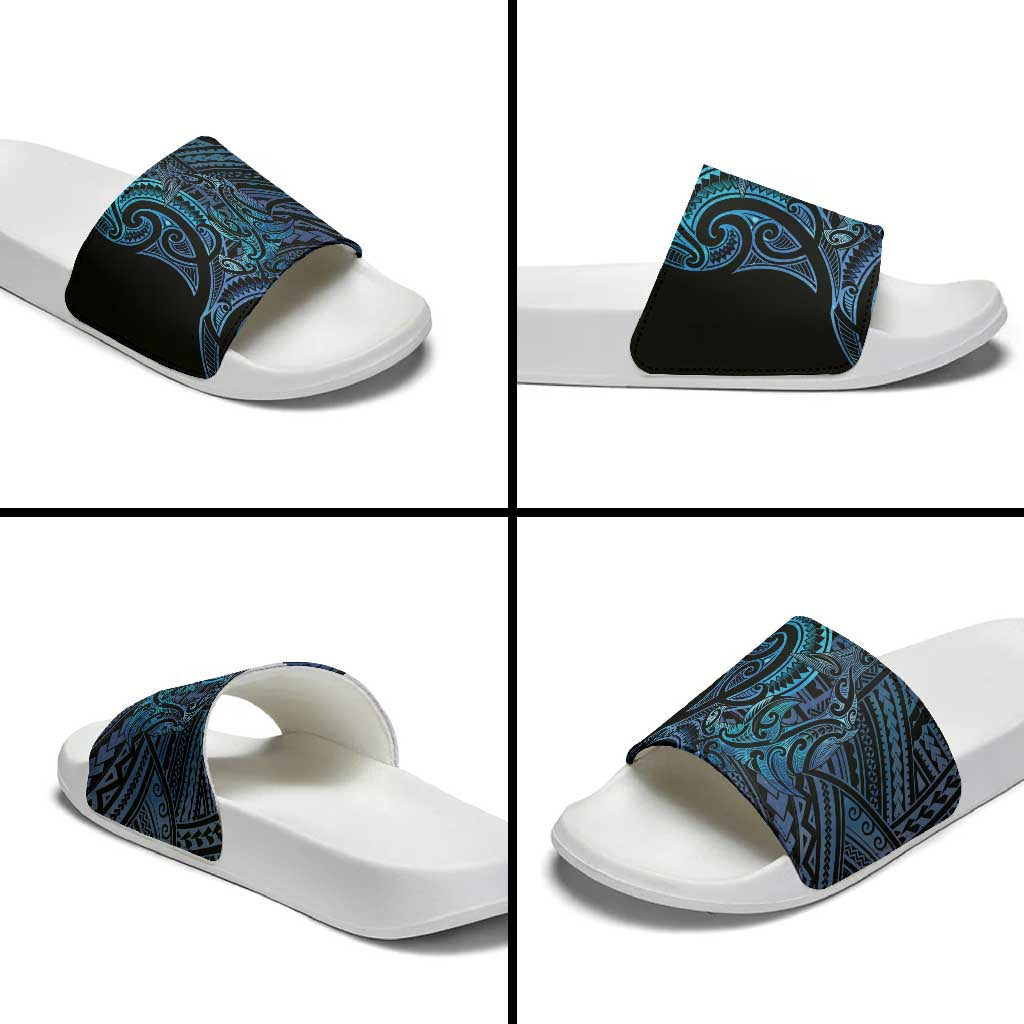 New Zealand Hammerhead Shark Slide Sandals Maori Haehae Mangopare Galaxy - Aussie Hoodie