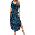 New Zealand Hammerhead Shark Summer Maxi Dress Maori Haehae Mangopare Galaxy - Aussie Hoodie