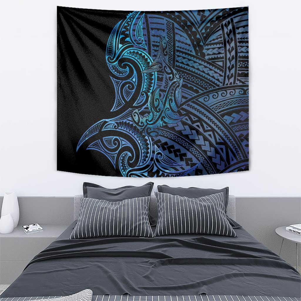 New Zealand Hammerhead Shark Tapestry Maori Haehae Mangopare Galaxy - Aussie Hoodie