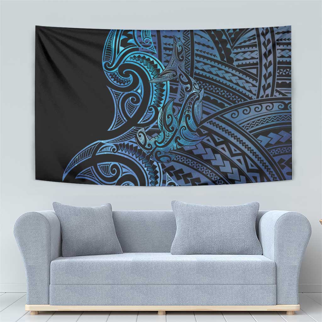 New Zealand Hammerhead Shark Tapestry Maori Haehae Mangopare Galaxy - Aussie Hoodie