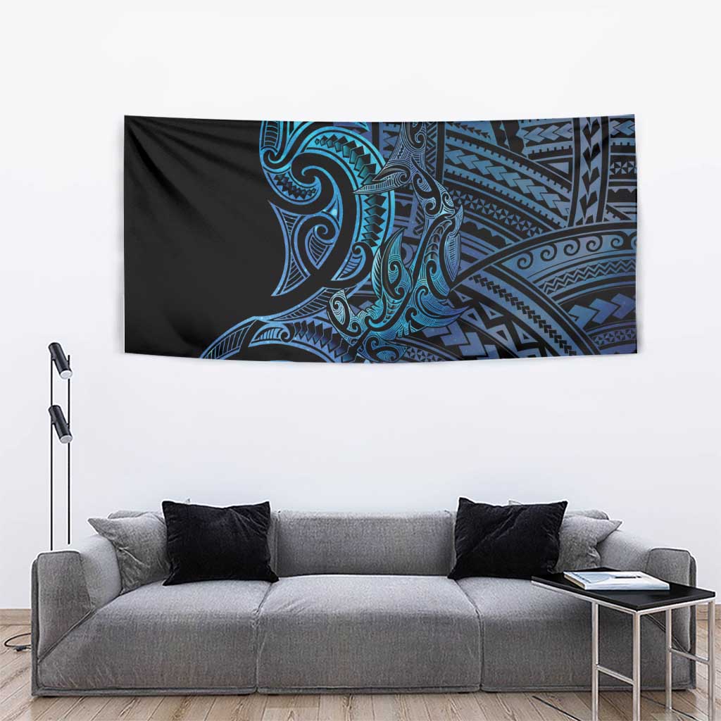 New Zealand Hammerhead Shark Tapestry Maori Haehae Mangopare Galaxy - Aussie Hoodie