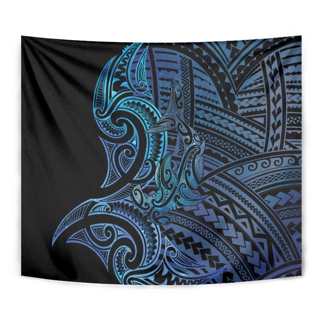New Zealand Hammerhead Shark Tapestry Maori Haehae Mangopare Galaxy - Aussie Hoodie