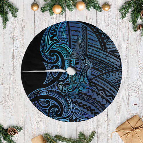 New Zealand Hammerhead Shark Tree Skirt Maori Haehae Mangopare Galaxy - Aussie Hoodie