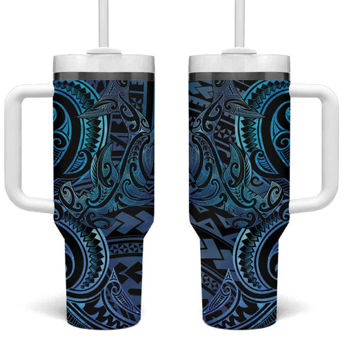New Zealand Hammerhead Shark Tumbler With Handle Maori Haehae Mangopare Galaxy - Aussie Hoodie