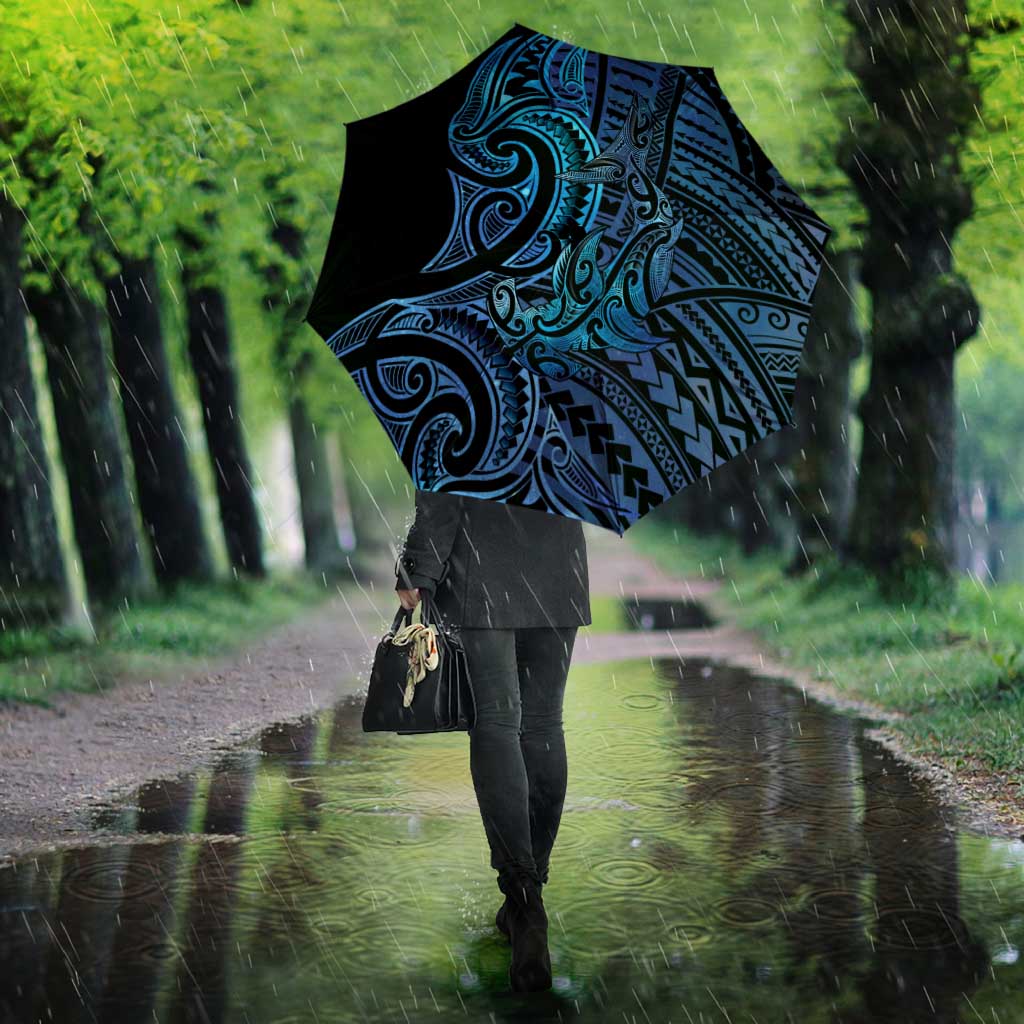 New Zealand Hammerhead Shark Umbrella Maori Haehae Mangopare Galaxy - Aussie Hoodie