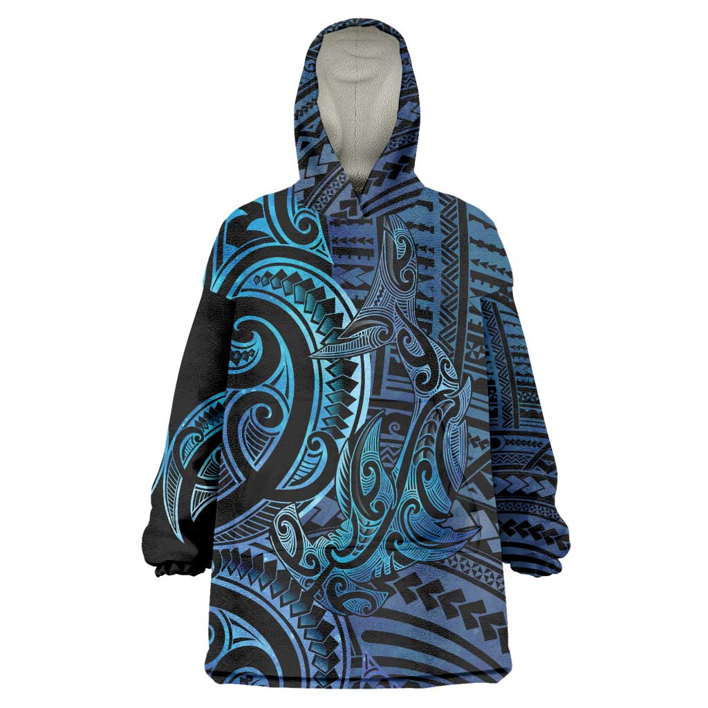 New Zealand Hammerhead Shark Wearable Blanket Hoodie Maori Haehae Mangopare Galaxy - Aussie Hoodie