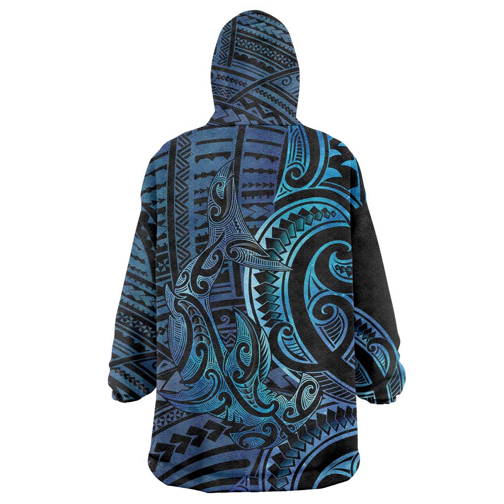 New Zealand Hammerhead Shark Wearable Blanket Hoodie Maori Haehae Mangopare Galaxy - Aussie Hoodie