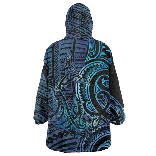 New Zealand Hammerhead Shark Wearable Blanket Hoodie Maori Haehae Mangopare Galaxy - Aussie Hoodie