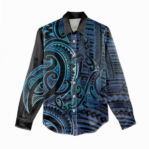 New Zealand Hammerhead Shark Women Casual Shirt Maori Haehae Mangopare Galaxy - Aussie Hoodie