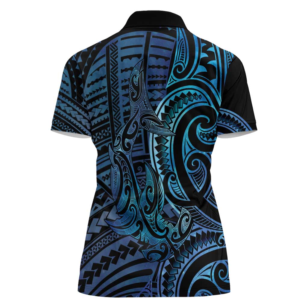 New Zealand Hammerhead Shark Women Polo Shirt Maori Haehae Mangopare Galaxy - Aussie Hoodie