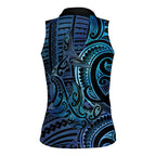 New Zealand Hammerhead Shark Women Sleeveless Polo Shirt Maori Haehae Mangopare Galaxy - Aussie Hoodie